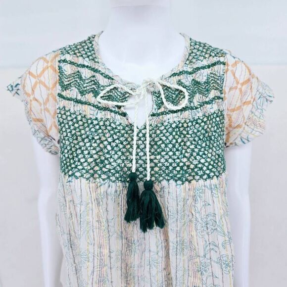 RACHEL Rachel Roy Bobo Floral Tassel Metallic Blouse S - Picture 2 of 5